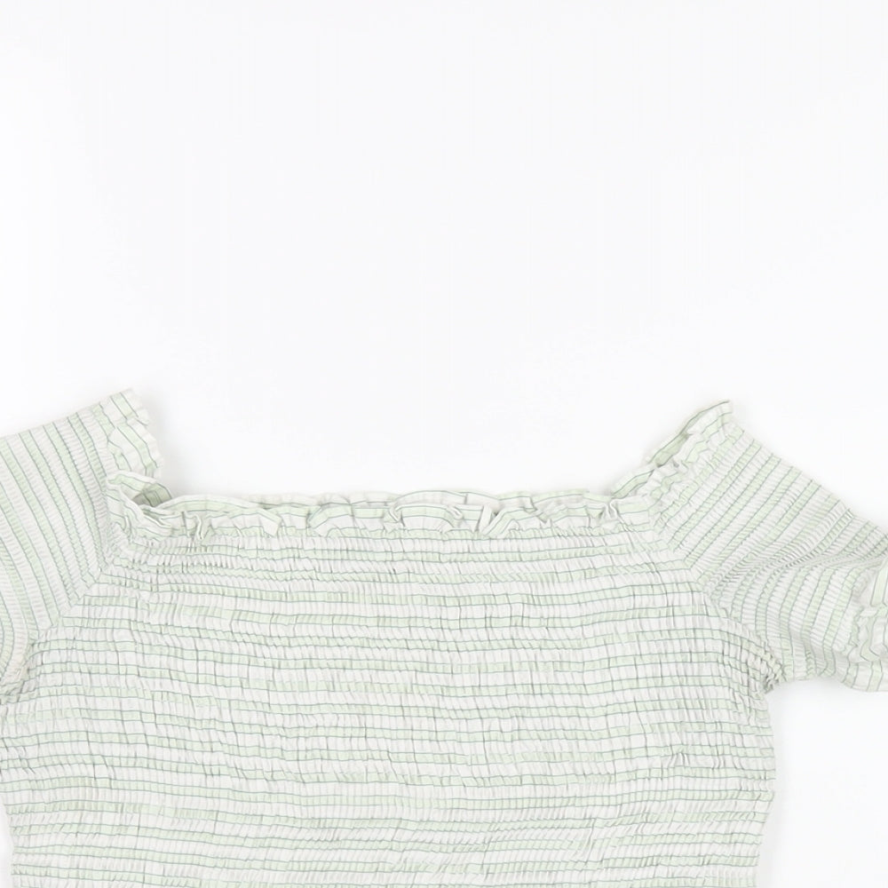 Womens UK Size S Zara Green Cropped T-Shirt
