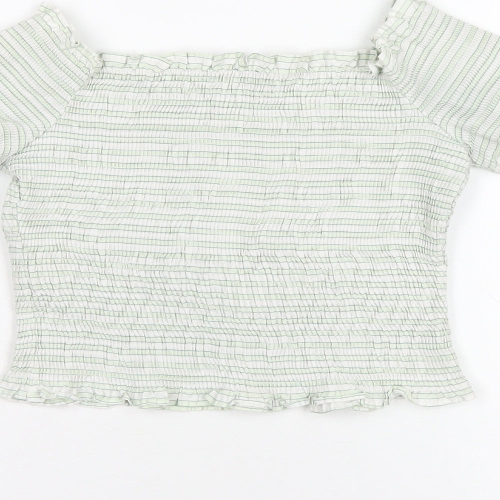 Womens UK Size S Zara Green Cropped T-Shirt