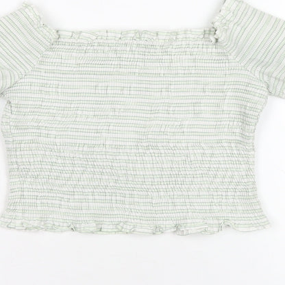 Womens UK Size S Zara Green Cropped T-Shirt
