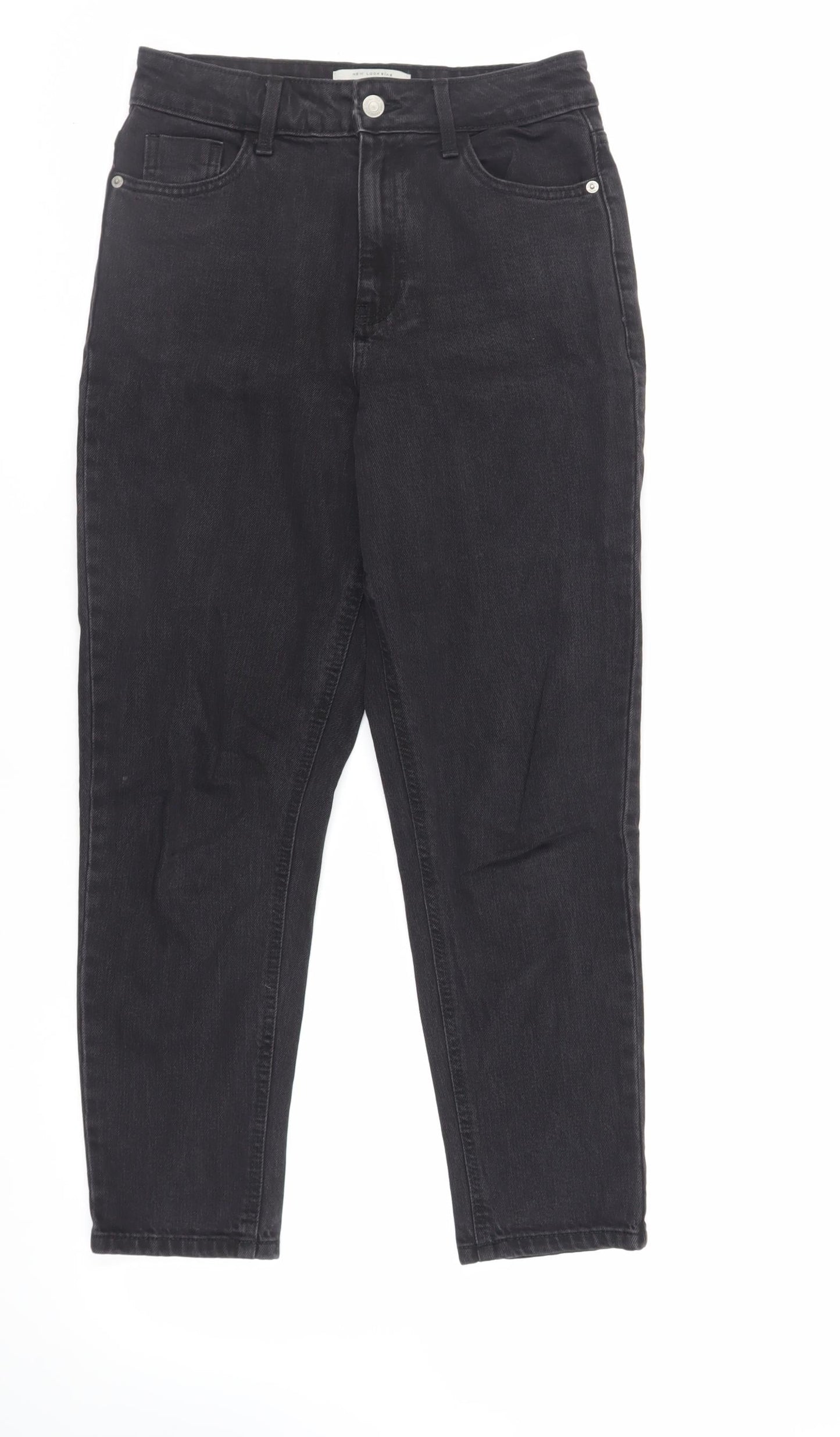 New Look Womens Black Cotton Tapered Jeans Size 8 L26 in Regular Zip - Ankle Grazer