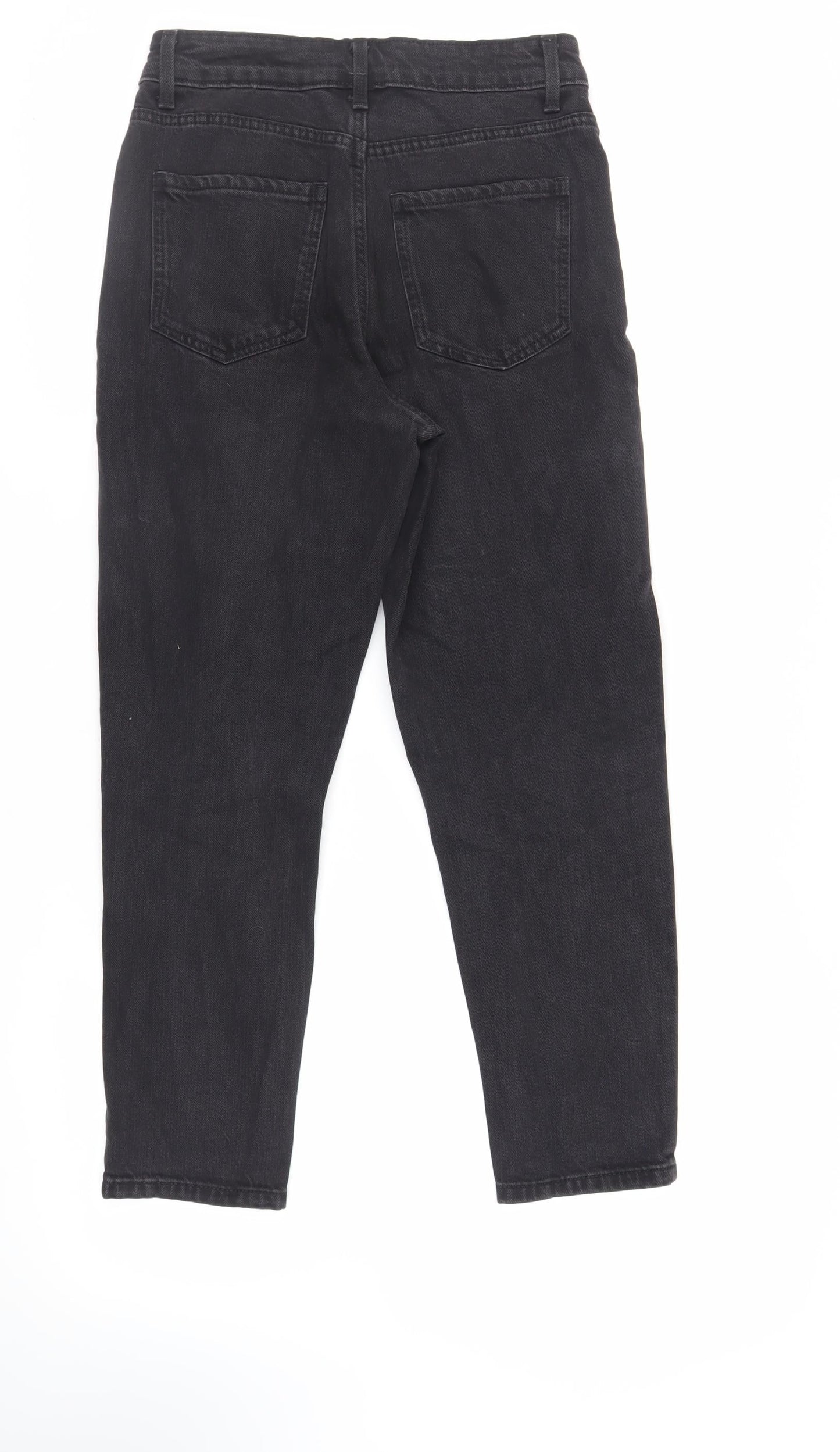 New Look Womens Black Cotton Tapered Jeans Size 8 L26 in Regular Zip - Ankle Grazer