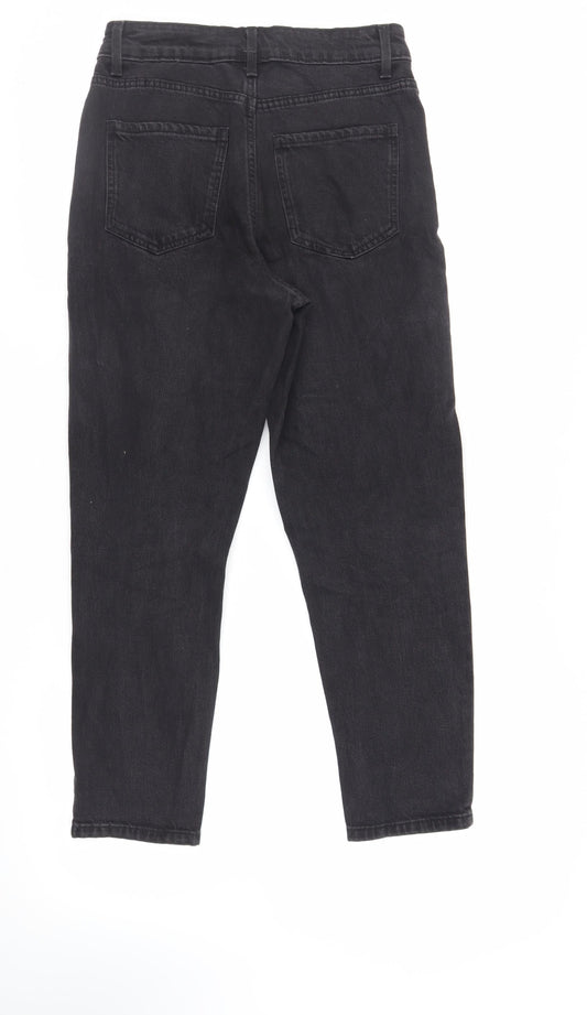 New Look Womens Black Cotton Tapered Jeans Size 8 L26 in Regular Zip - Ankle Grazer