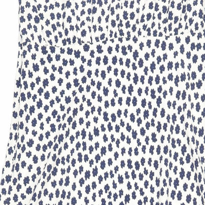 Marks and Spencer Womens Ivory Floral Polyester A-Line Size 16 Round Neck Button