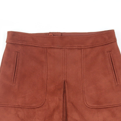 NEXT Womens Brown Polyester A-Line Skirt Size 6 Zip - Suede Effect
