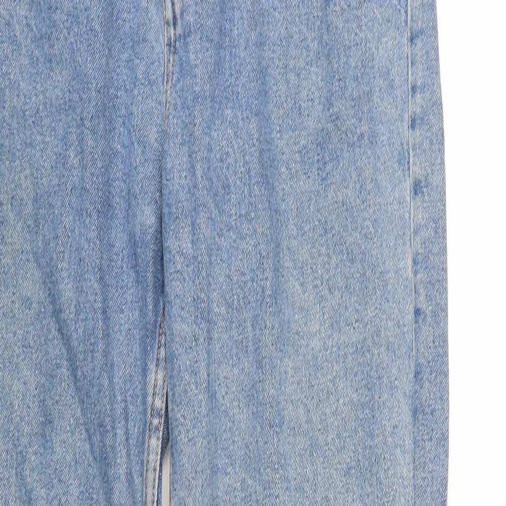 Pull&Bear Womens Blue Cotton Mom Jeans Size 8 L29 in Regular Zip - Elasticated Waist