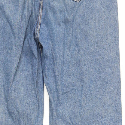Pull&Bear Womens Blue Cotton Mom Jeans Size 8 L29 in Regular Zip - Elasticated Waist