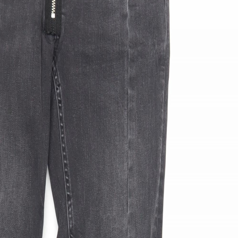 Zara Womens Grey Cotton Skinny Jeans Size 8 L27 in Regular Zip - Raw Hem