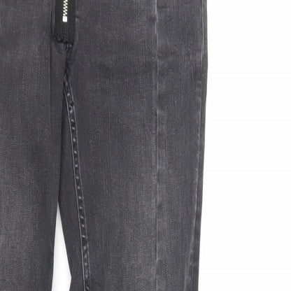 Zara Womens Grey Cotton Skinny Jeans Size 8 L27 in Regular Zip - Raw Hem