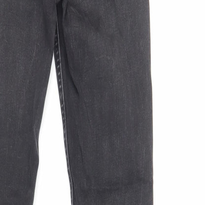 Zara Womens Grey Cotton Skinny Jeans Size 8 L27 in Regular Zip - Raw Hem