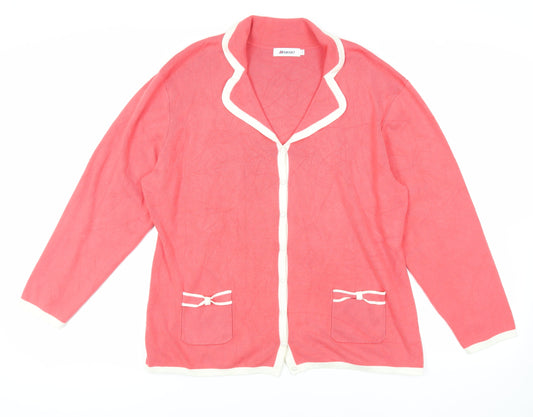 Damart Womens Pink Collared Viscose Cardigan Jumper Size 20 - Pockets
