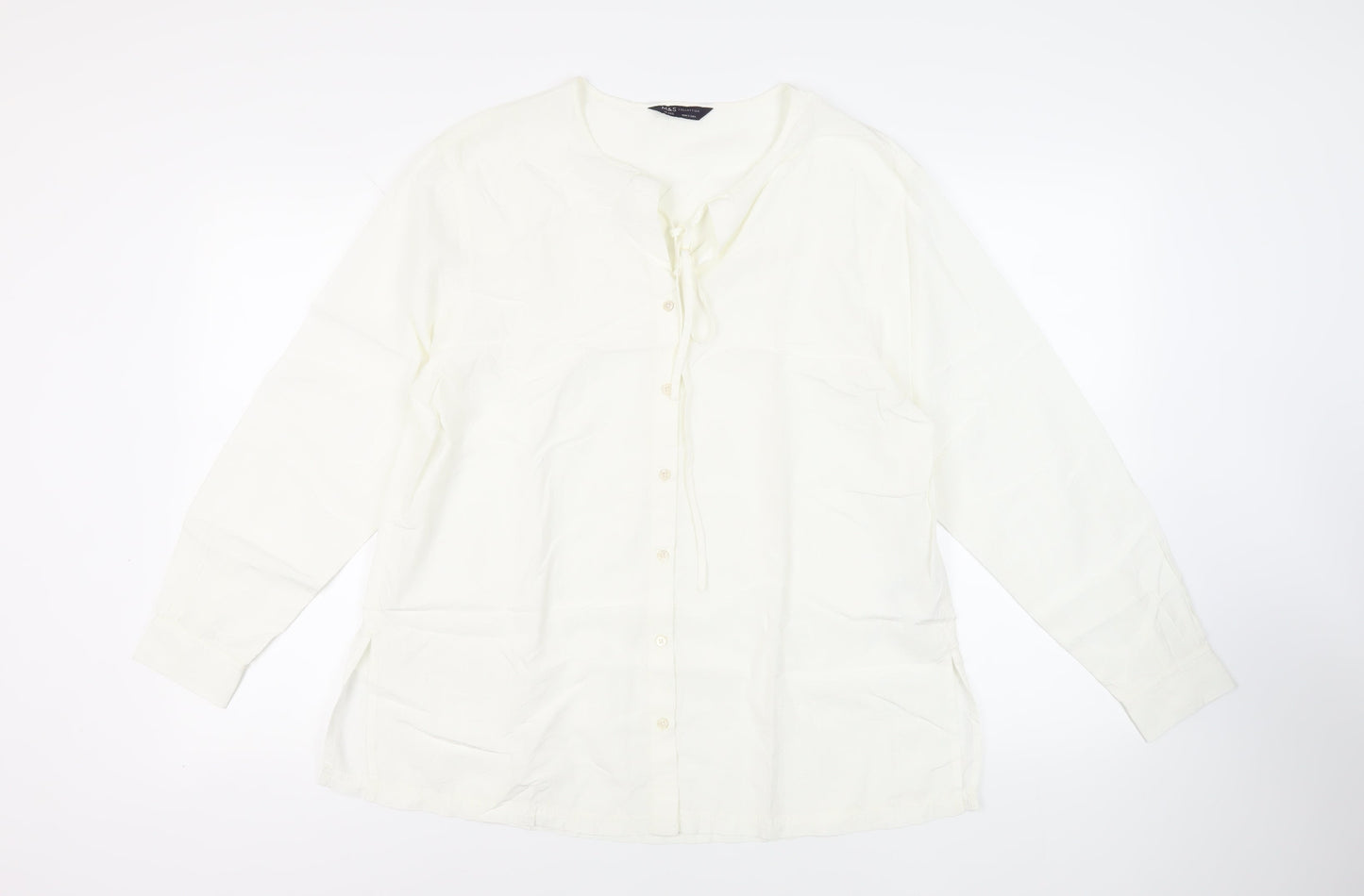 Womens UK Size 14 Marks and Spencer Ivory Basic Button-Up