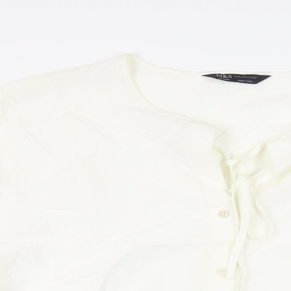 Womens UK Size 14 Marks and Spencer Ivory Basic Button-Up