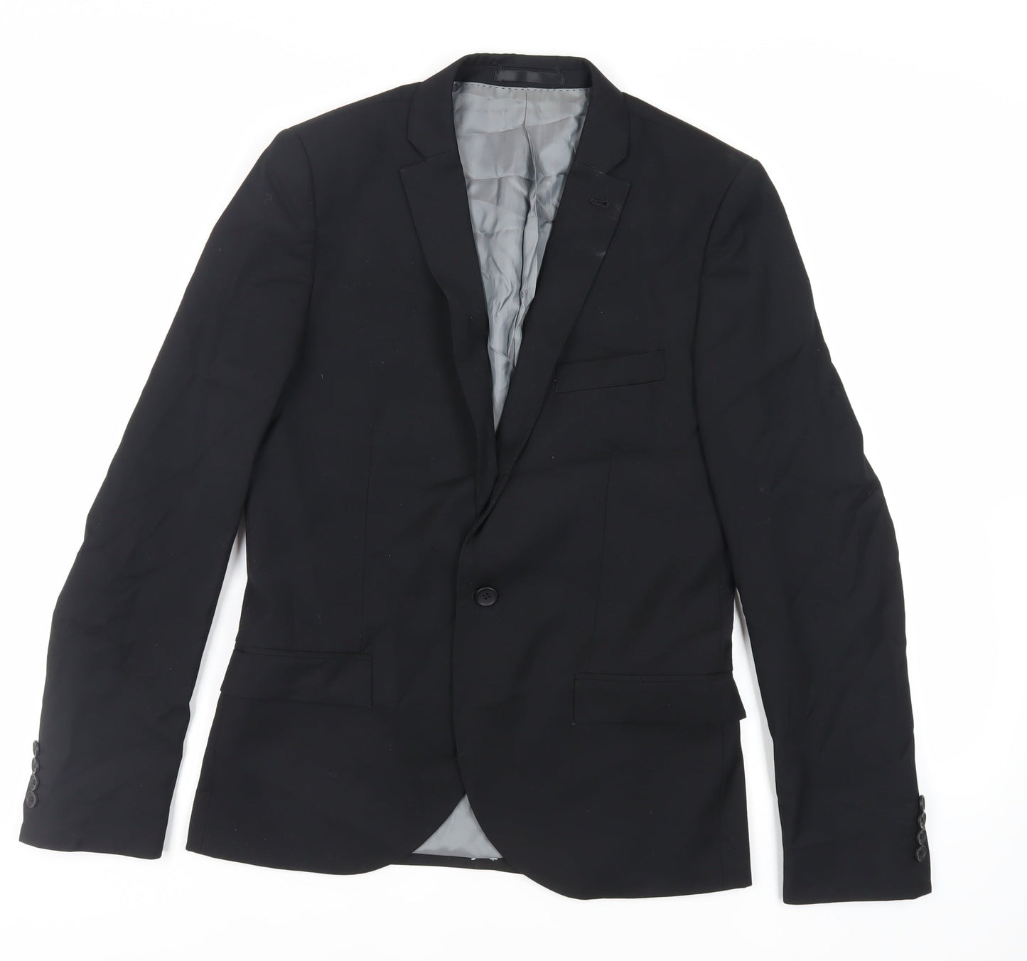 Mens UK Size 38 Topman Regular Black Suit Jacket