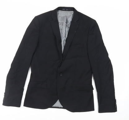 Mens UK Size 38 Topman Regular Black Suit Jacket