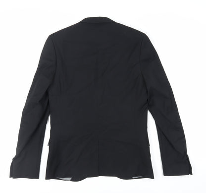 Mens UK Size 38 Topman Regular Black Suit Jacket