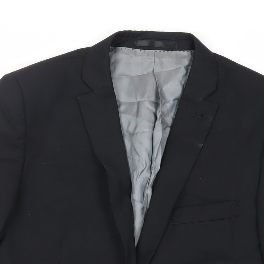 Mens UK Size 38 Topman Regular Black Suit Jacket
