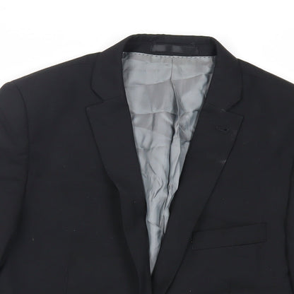 Mens UK Size 38 Topman Regular Black Suit Jacket