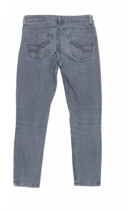 Dorothy Perkins Womens Blue Cotton Skinny Jeans Size 10 L26 in Regular Zip - Short Length
