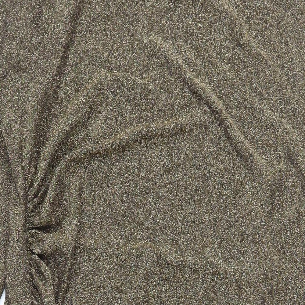 Marks and Spencer Womens Gold Polyamide A-Line Size 20 Round Neck Pullover - Ruched Detail
