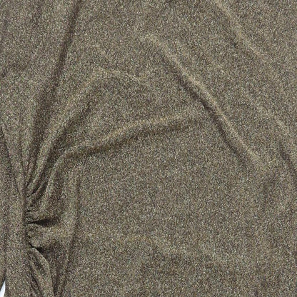 Marks and Spencer Womens Gold Polyamide A-Line Size 20 Round Neck Pullover - Ruched Detail