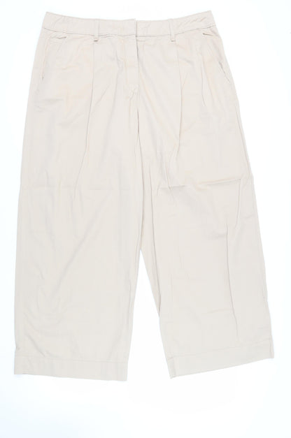 Marks and Spencer Womens Beige Cotton Trousers Size 20 L30 in Regular Zip