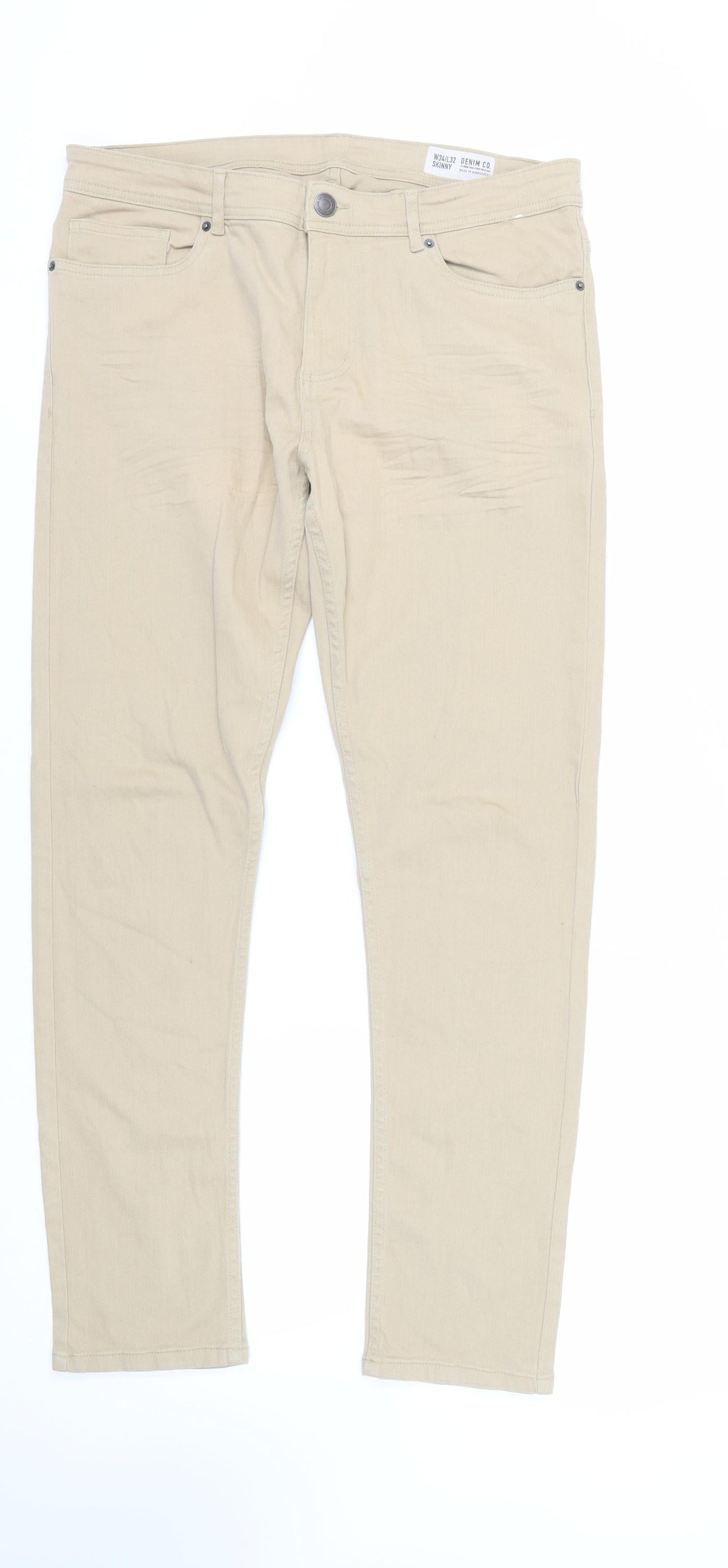 Denim & Co. Mens Beige Cotton Skinny Jeans Size 34 in L32 in Regular Zip