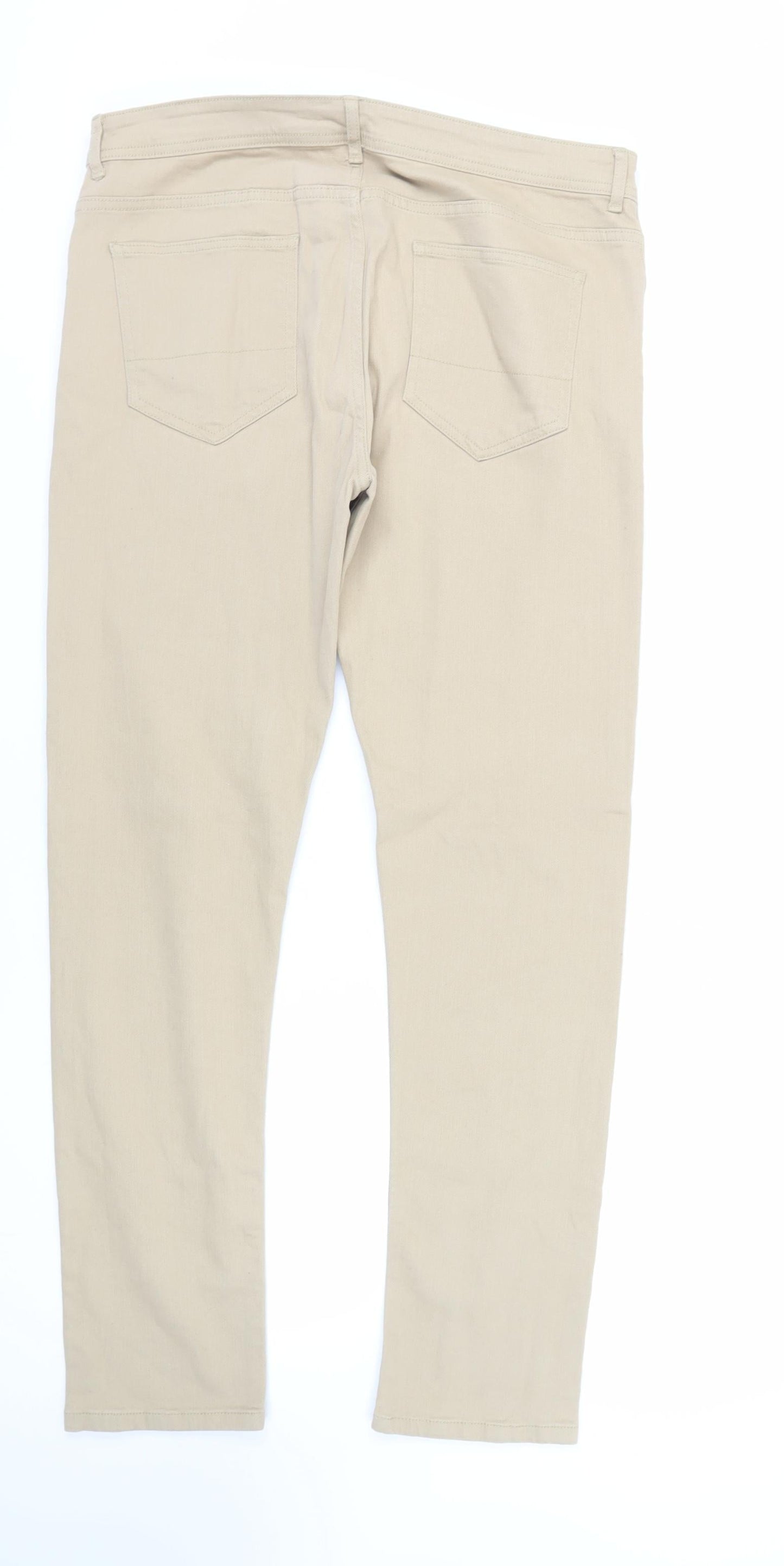 Denim & Co. Mens Beige Cotton Skinny Jeans Size 34 in L32 in Regular Zip