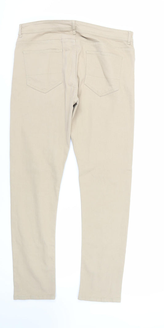 Denim & Co. Mens Beige Cotton Skinny Jeans Size 34 in L32 in Regular Zip