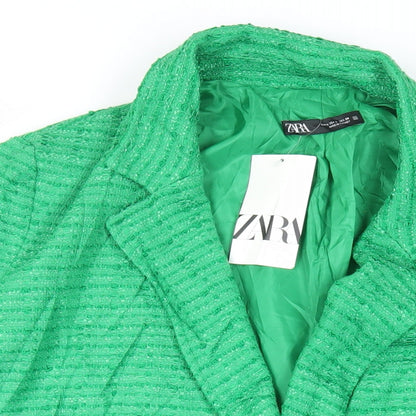 Zara Womens Green Jacket Blazer Size L Button