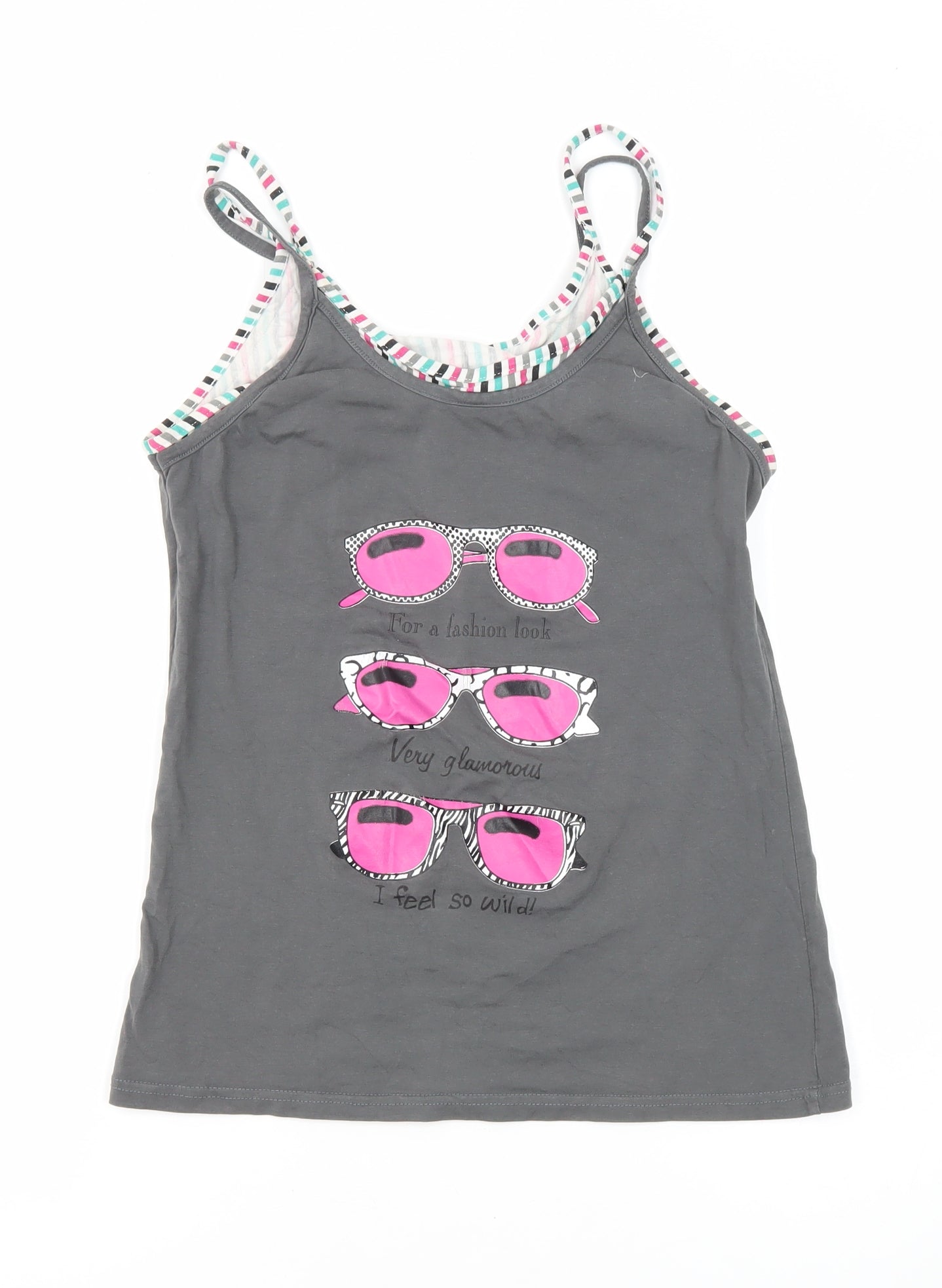 Womens UK Size 12 Topshop Grey Basic Tank