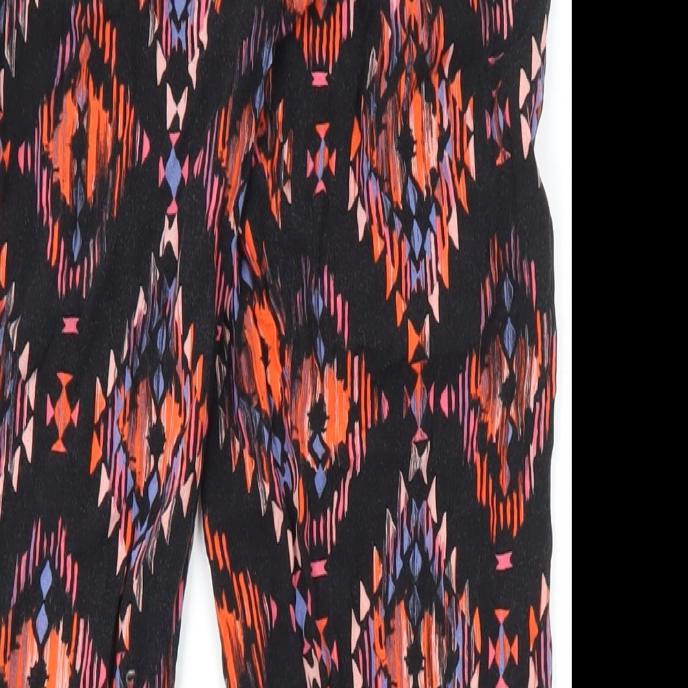 New Look Womens Multicoloured Geometric Viscose Carrot Trousers Size 8 L28 in Regular - Elastic Waist