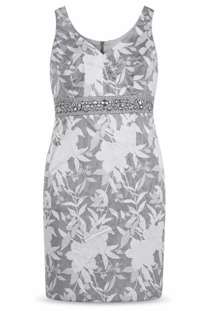 Kaliko Womens Grey Floral Polyester Shirt Dress Size 14 V-Neck Zip