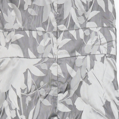 Kaliko Womens Grey Floral Polyester Shirt Dress Size 14 V-Neck Zip