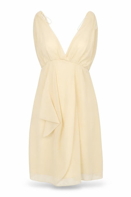 TFNC Womens Ivory Viscose Shift Size M V-Neck