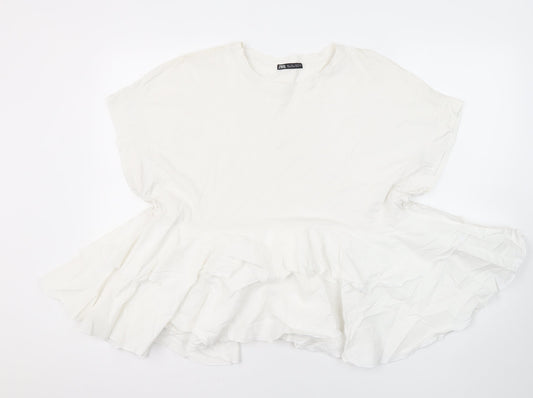 Womens UK Size M Zara White Tunic Blouse