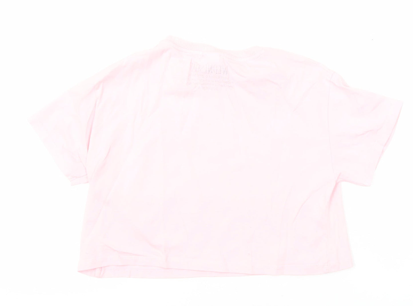 Zara Girls Pink 100% Polyester Cropped T-Shirt Size 9-10 Years Round Neck
