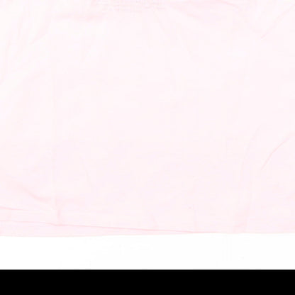 Zara Girls Pink 100% Polyester Cropped T-Shirt Size 9-10 Years Round Neck