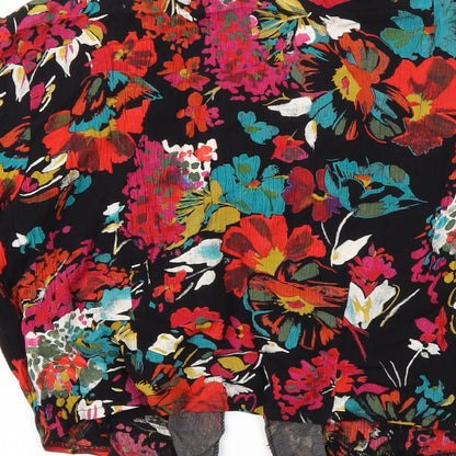 Mona Lisa Womens Multicoloured Floral Viscose Cropped Blouse Size 16 Collared