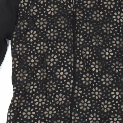 Principles Womens Black Floral Viscose Shift Size 12 Round Neck