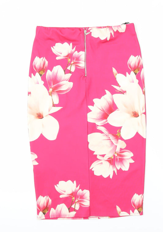 Dorothy Perkins Womens Pink Polyester Straight & Pencil Skirt Size 10 Zip