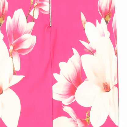 Dorothy Perkins Womens Pink Polyester Straight & Pencil Skirt Size 10 Zip