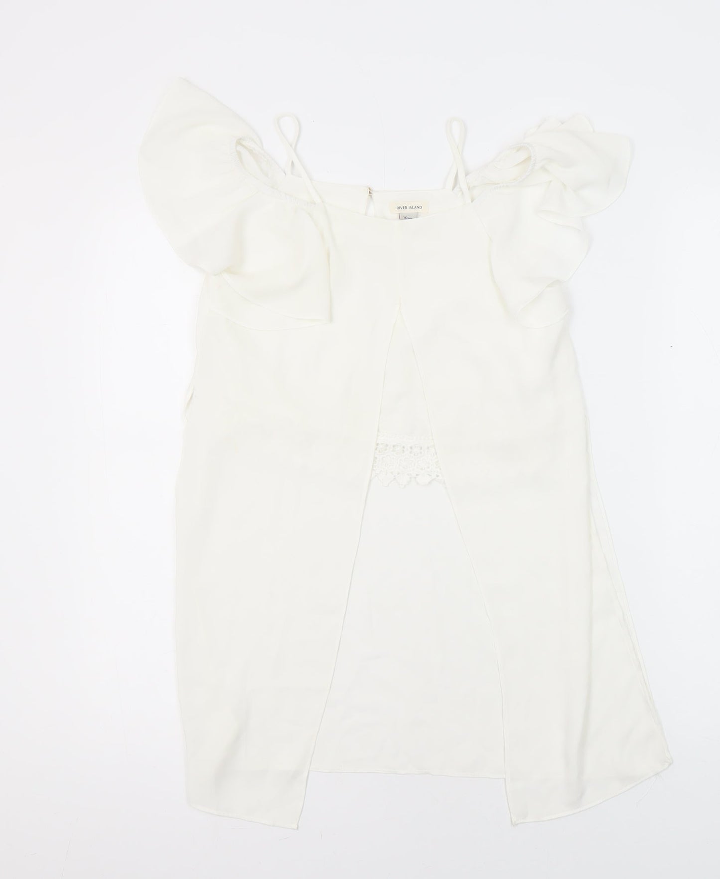 River Island Girls White Polyester Tunic Blouse Size 10 Years Boat Neck