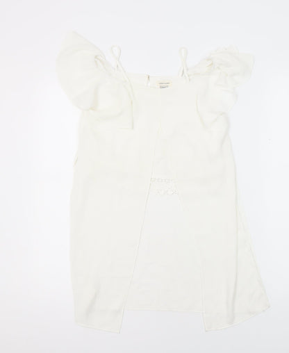 River Island Girls White Polyester Tunic Blouse Size 10 Years Boat Neck