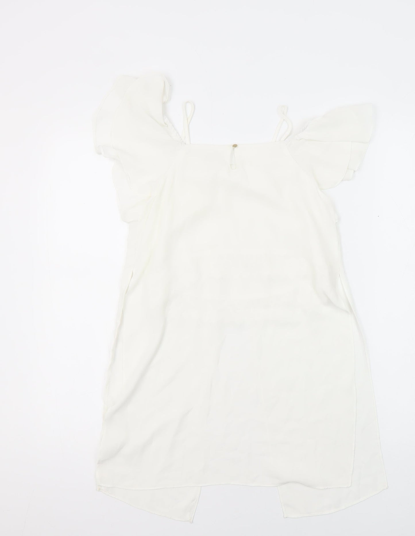 River Island Girls White Polyester Tunic Blouse Size 10 Years Boat Neck