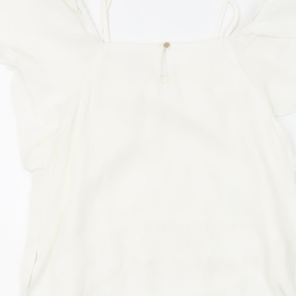 River Island Girls White Polyester Tunic Blouse Size 10 Years Boat Neck