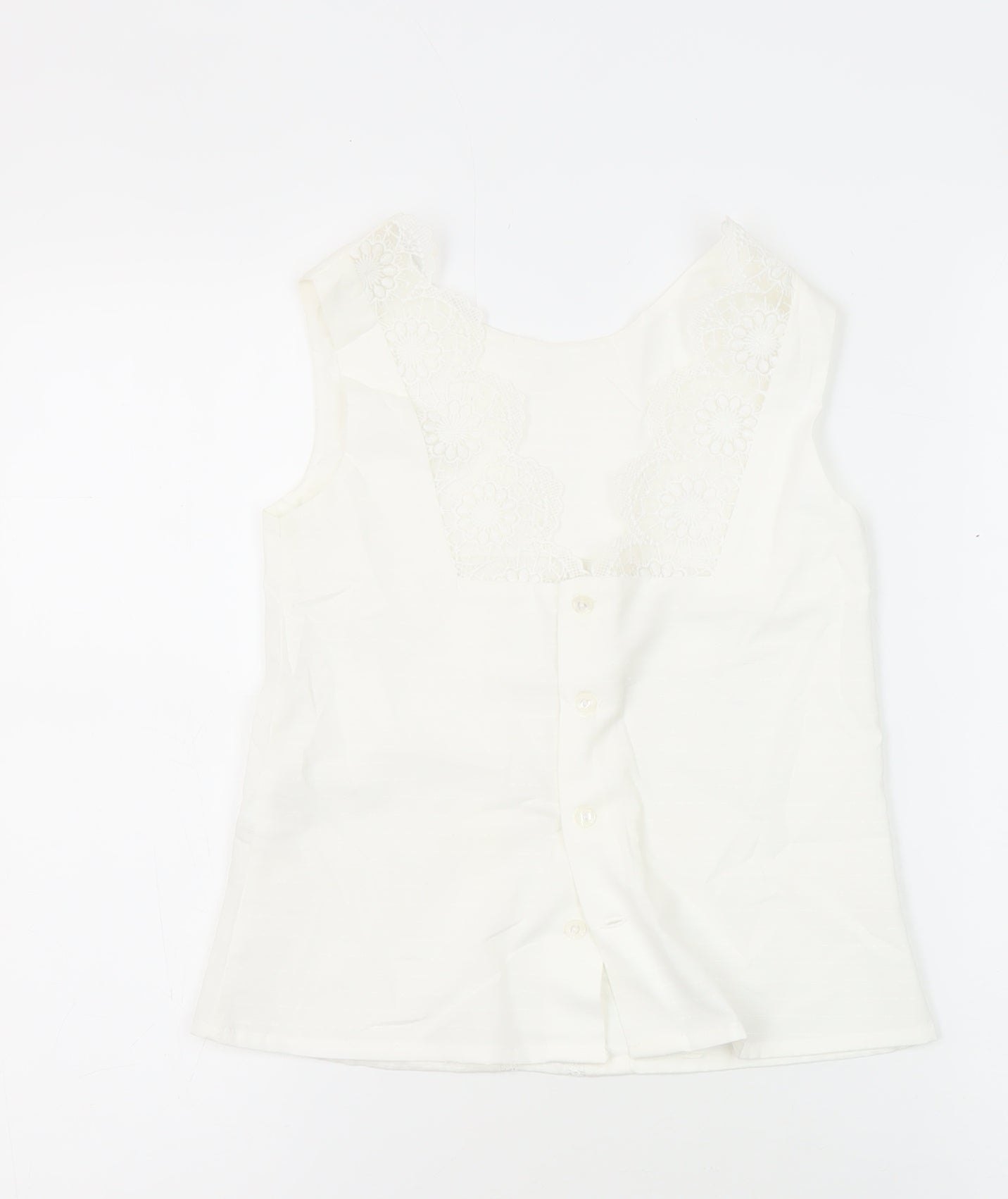 Miranda Womens White Cotton Tunic Blouse Size 10 V-Neck