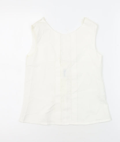 Miranda Womens White Cotton Tunic Blouse Size 10 V-Neck
