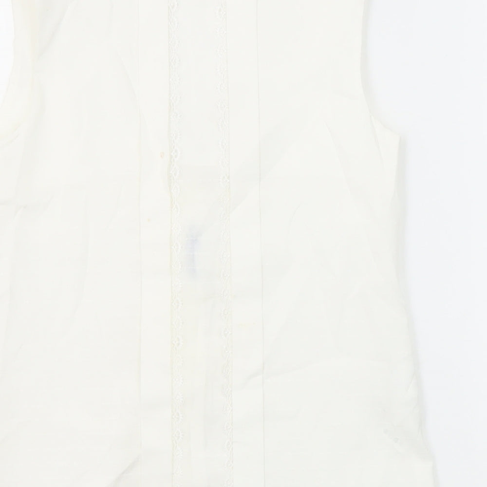 Miranda Womens White Cotton Tunic Blouse Size 10 V-Neck