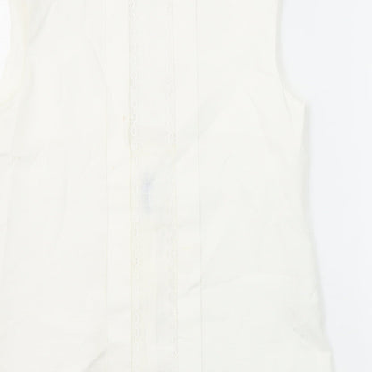 Miranda Womens White Cotton Tunic Blouse Size 10 V-Neck