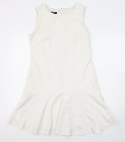 Nine West Womens Ivory Polyester Blend A-Line Size S Round Neck Zip